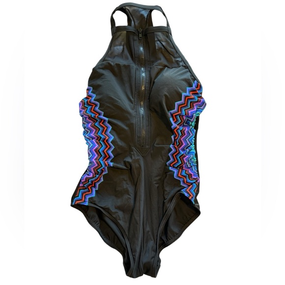 MIRACLESUIT SLIQUE™ TRUE COLORS ZIPLINE SWIMSUIT one piece sz 12 resort wear - Picture 1 of 8